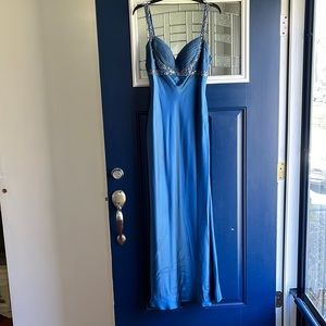 Adrianna Papell long silk blue dress